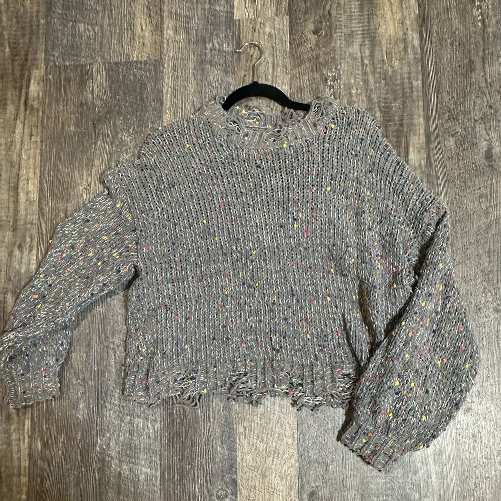 Gray POL confetti sweater